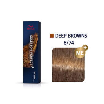 Coloration permanente Koleston Perfect Me+ 8/74 blond clair marron cuivré