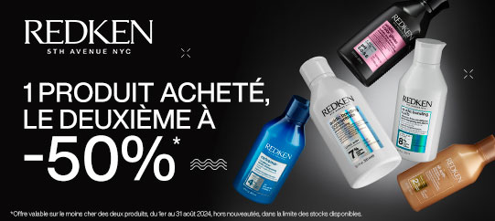 Redken : 1 produit acheté, -50% sur le 2ème*.