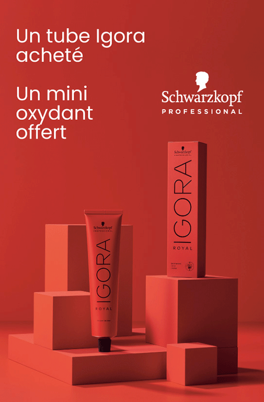 En novembre, pour un tube de coloration Igora Royal par Schwarzkopf Professional acheté, profitez d'un mini oxydant et d'un duo d'échantillons Color Freeze offerts !